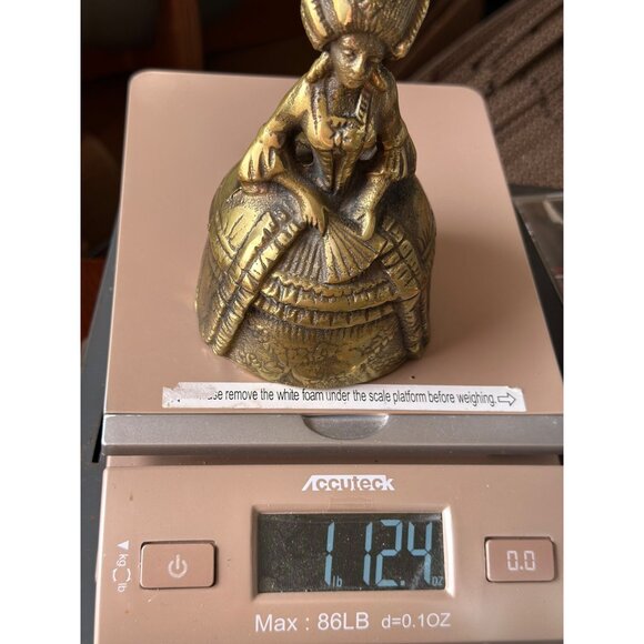Vintage Brass Victorian Lady Doll Shape figure Rare unique Hand Casted Bell 5” - Picture 6 of 7